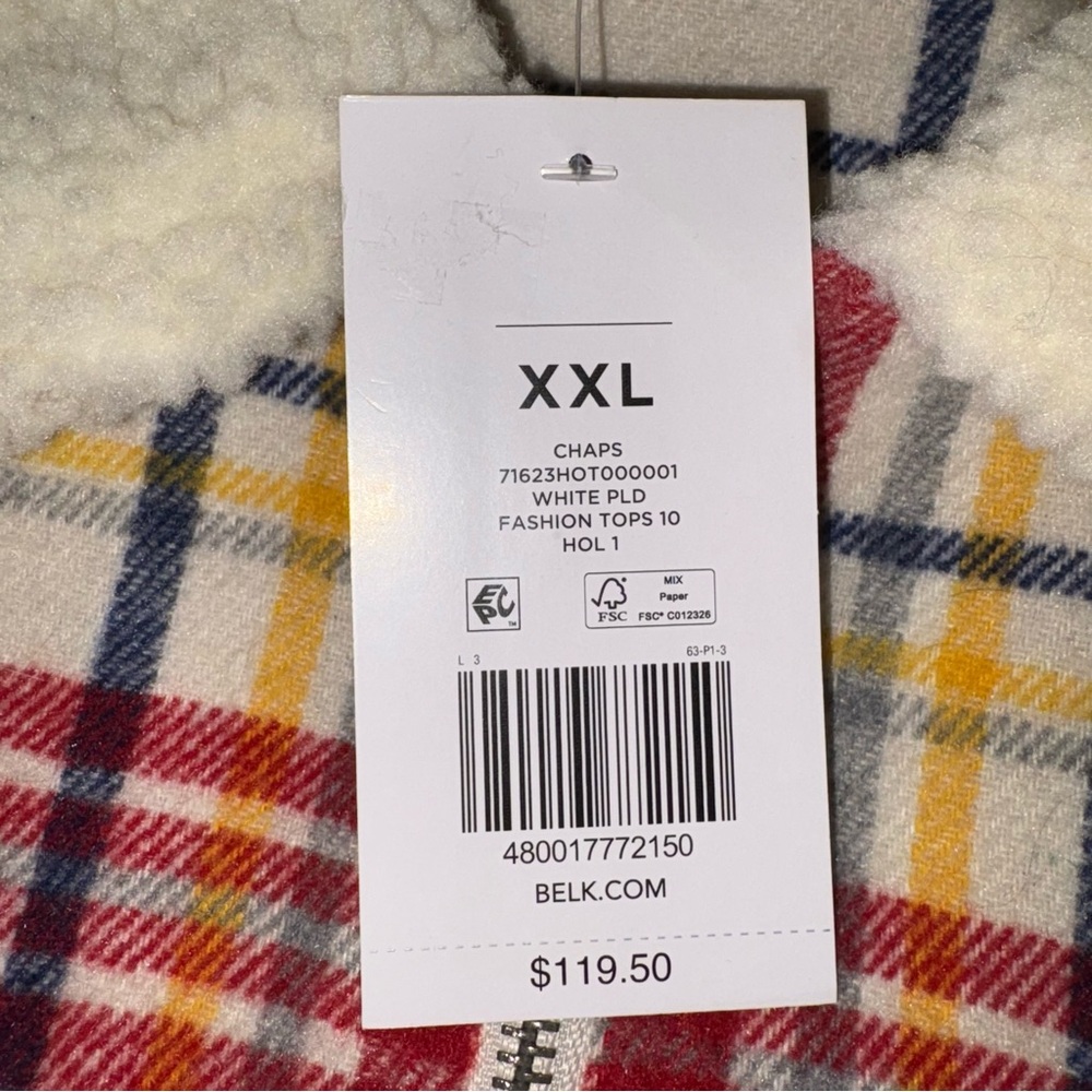 Chaps Plaid Sherpa Collar Shacket Description - Picture 5 of 8